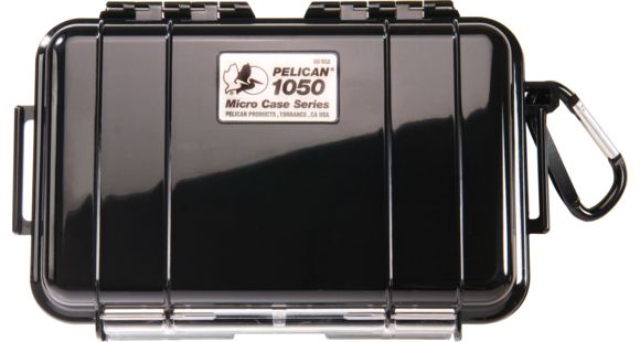 Image of Pelican 1050 Micro Watertight Crushproof Dry Box, 7.50x5.06x3.12in - Solid Black w/Loop