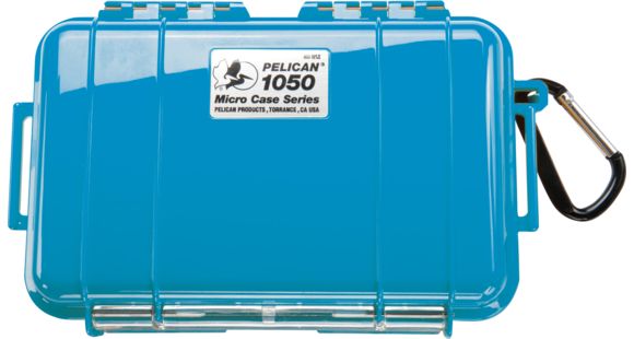 Image of Pelican 1050 Micro Watertight Crushproof Dry Box, 7.50x5.06x3.12in - Solid Blue w/Loop