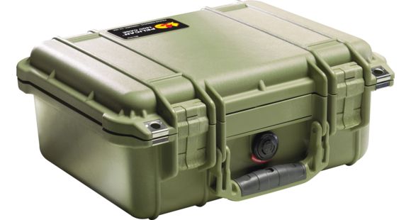 Image of Pelican 1400 Small 13x11x6in Protector Waterproof Carry Case, OD Green, No Foam