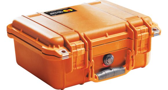Image of Pelican 1400 Small 13x11x6in Protector Waterproof Carry Case, Orange, No Foam