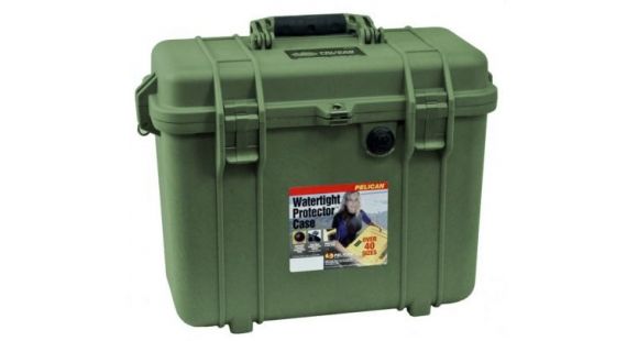Image of Pelican 1430 Protector Medium Top Loader 17x9.6x13in Case, OD Green w/Photo Organizer, 1430-004-130
