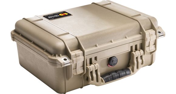 Image of Pelican 1454 Protector Waterproof Crushproof Medium Case, Desert Tan w/ Padded Dividers