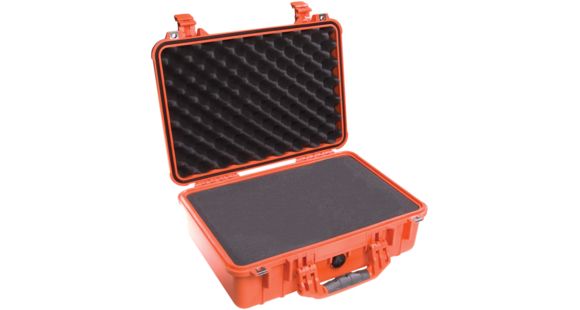 Image of Pelican 1500 Medium Crushproof Dry Case, 18.5x14x7in, Orange w/ Liner and Foam
