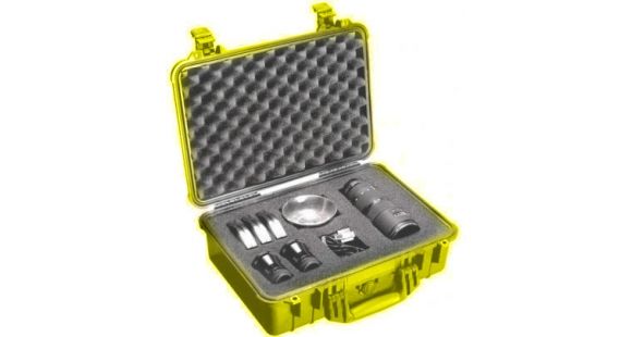 Image of Pelican 1504 Medium Crushproof Dry Case, 18.5x14x7in, Yellow w/ Liner and Dividers