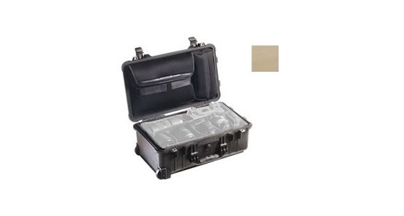 Image of Pelican 1510SC Studio Case,19.75x11x7.6in,Padded Dividers,Lid Organizer,Desert Tan 1510-007-190