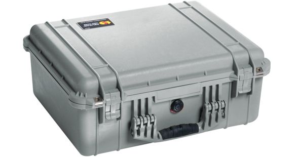 Image of Pelican 1554 Waterproof 20x16x8in Protector Case, Silver w/Padded Dividers