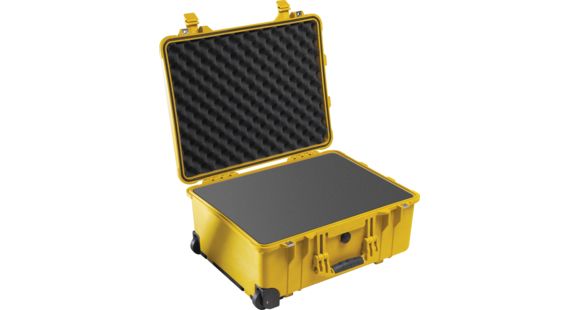 Image of Pelican 1560 Large Crushproof Wheeled Dry Box, 22x18x10.4in, Large Yellow Case 1560 w/ Foam