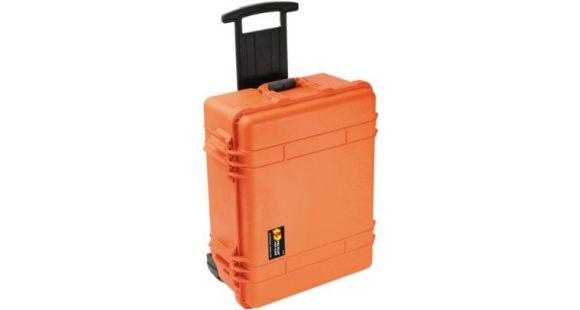 Image of Pelican 1564 Large Crushproof Wheeled Dry Box, 22x18x10.4in, Yellow w/ Padded Dividers
