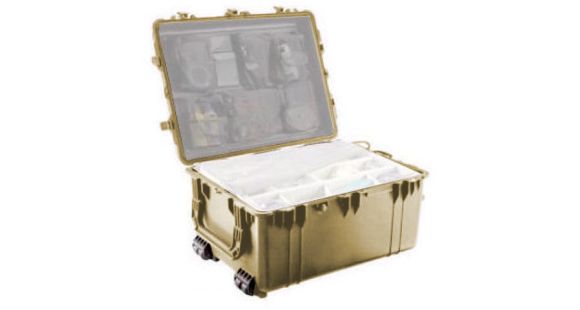 Image of Pelican 1630 Protector Large Watertight 31x24x17in Case, Desert Tan w/Divider 1630-004-190