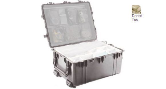 Image of Pelican 1630 Protector Large Watertight 31x24x17in Case, Desert Tan w/ Wheels, No Foam - 1630NF