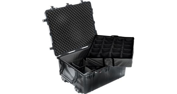 Image of Pelican 1690 Transport Wheeled Crushproof Dry Box w/Padded Dividers, Black