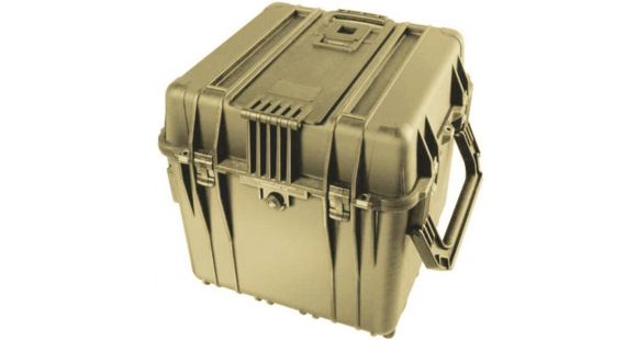 Image of Pelican 340 Watertight Protector 18in Cube Case w/ Wheels, Padded Divider - Tan