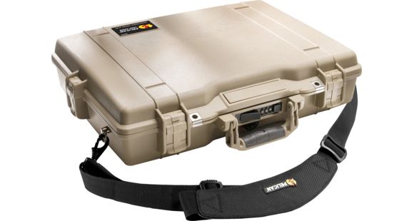 Image of Pelican Laptop Computer Watertight Crushproof Medium Case - Desert Tan 1495-008-190