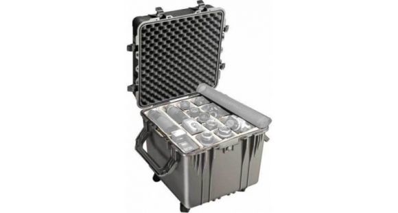 Image of Pelican Large Cube Black Case 0354 with Padded Dividers