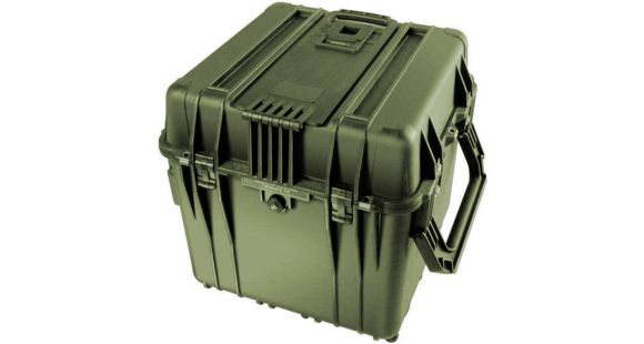 Image of Pelican 340 Watertight Protector 18in Cube Case w/ Wheels, Foam - OD Green