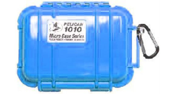 Image of Pelican 1010 Micro Water/Crushproof Dry Box, 5.43x4.06x2.12in - Solid Blue w/Carabiner