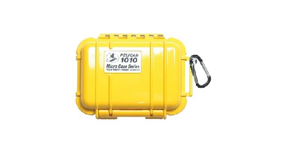 Image of Pelican 1010 Micro Water/Crushproof Dry Box, 5.43x4.06x2.12in - Solid Yellow w/Carabiner