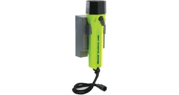 Image of Pelican StealthLite Rechargeable 2450DCF Yellow Flashlight with 12 Volt DC Adapter