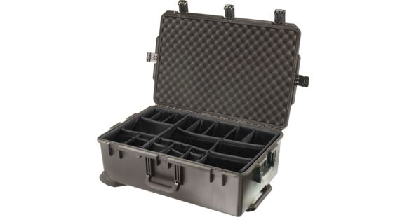 Image of Pelican Storm Cases iM2950 Dry Box w/ Wheels, 31.3x20.4x12.2in, Black, Padded Dividers, with Wheels, 31.3x20.4x12.2in