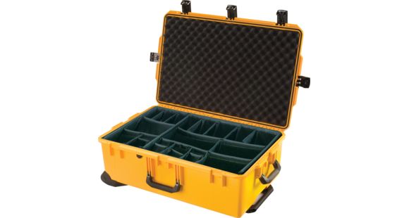 Image of Pelican Storm Cases iM2950 Dry Box w/ Wheels, 31.3x20.4x12.2in, Yellow, Padded Divider iM2950-20002