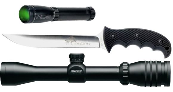 Image of Redfield Battlezone TAC.22 2-7x34mm Rifle Scope, Matte TAC-MOA 118450 w/ Laser Genetics ND3 Subzero Laser Designator w/ Scope Mount LG-ND3SZ and Browning Hog Hunter Knife w/ Nylon Sheath 322865