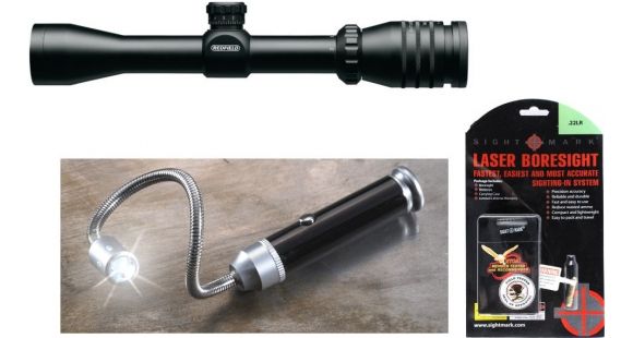 Image of Redfield Battlezone TAC.22 2-7x34mm Rifle Scope, Matte TAC-MOA 118450 w/ Sightmark .22LR Boresight and Real Avid Magnetic Bore Light AVBR101-B