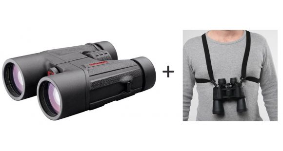 Image of Redfield 10x42mm Rebel Roof Prism Binoculars w/ Bulldog Cases Black Adjustable/Stretching Binocular Harness