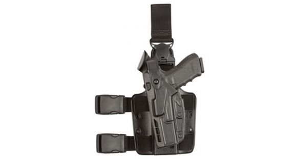 Image of Safariland Model 7305 7TS ALS/SLS Drop-Leg Glock Holster, Glock 17/Glock 22, Left Hand, SafariSeven Plain, Black, 7305-8325-412