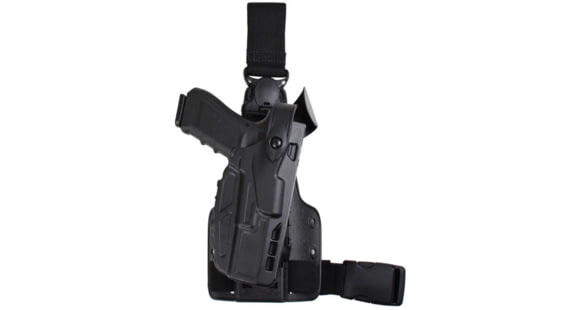 Image of Safariland 7305-SP10 7TS ALS/SLS Single Strap Tactical Drop Leg Holster w/Quick Release, G19/G19X, SureFire X300U, Right, Plain, Black, 1320662