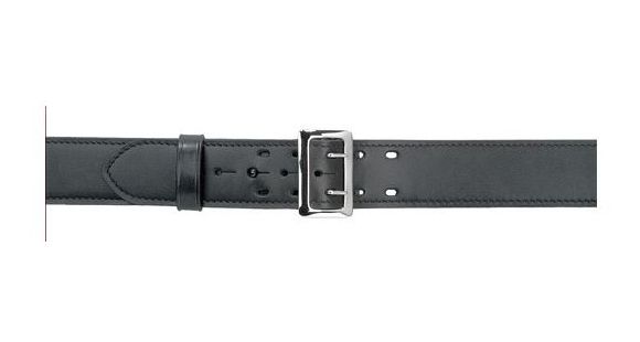 Image of Safariland 875 Stitched Edge Belt, 2.25in Wide, Hi-Gloss Black, Chrome Buckle, Waist 54 in