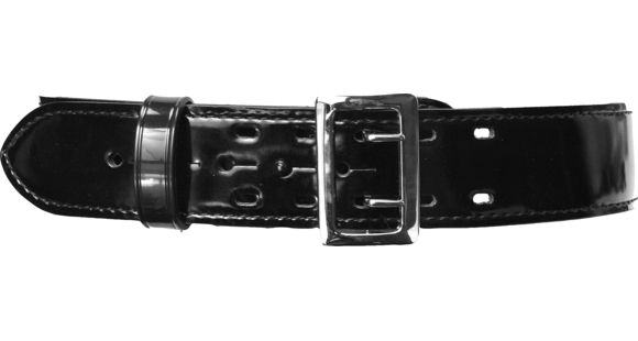 Image of Safariland 875 Stitched Edge Belt, 2.25in Wide, Hi-Gloss Black, Chrome Buckle, Waist 50 in