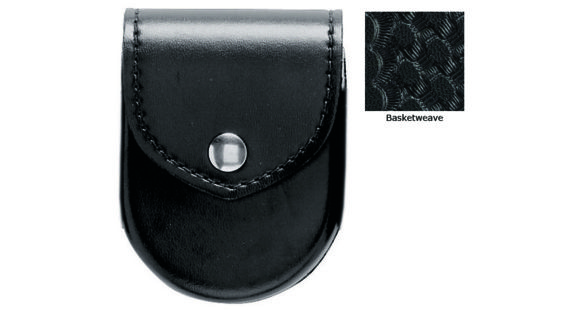Image of Safariland 90 Hand Cuff Case W/Flap Standard SZEd Chain, Basket Weave Black W/ Brass Snap Closure 90-4B