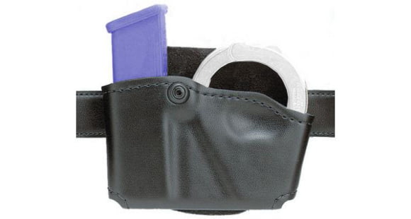 Image of Safariland 573 Concealment Magazine Holder, Paddle, Single w/Cuff Pouch - STX Plain Black, Ambidextrous 573-76-411
