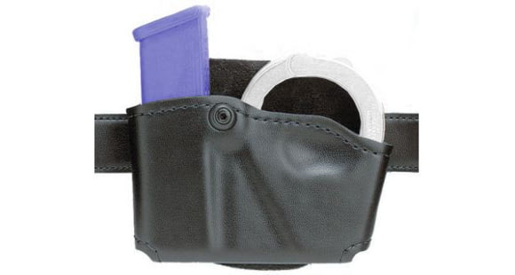 Image of USED Safariland 573 Concealment Magazine Holder, Paddle, Single w/Cuff Pouch - Plain Cordovan, Ambidextrous 573-83-061, EDEMO1, Used, Condition Fair, Installed/Mounted