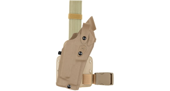 Image of Safariland 6304 ALS/SLS Drop-Leg Tactical Holster, SIG Sauer P226R DA/SA Full Size Hammer, Single Strap Leg Shroud, Right, FDE Brown, 1170410