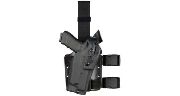 Image of Safariland Model 6304RDS-SP10 ALS/SLS Drop Leg Holster, S&amp;W M&amp;P 9mm/.40 &amp; M&amp;P 2.0 .40 only w/Sure Fire X300, Left Hand, Cordura, Single Strap, Universal Flex Adapter, Black, 6304RDS-2192-782-SP6