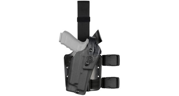 Image of Safariland Model 6304RDS-SP10 ALS/SLS Drop Leg Holster, S&amp;W M&amp;P 9L 5in w/o Thumb Safety w/SF X200/X300, RH, Cordura, No Thumb Safety, Single Strap, Universal Flex Adapter, Black, 6304RDS-8192-781-SP6
