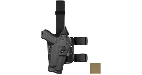 Image of Safariland Model 6384RDS-SP10 ALS OMV Drop Leg Holster, S&amp;W M&amp;P 9mm/.40 &amp; M&amp;P 2.0 .40 only w/Sure Fire X300, Right Hand, Plain, Single Strap, Drop Flex Adapter, Flat Dark Earth, 6384RDS-2192-551-MS25
