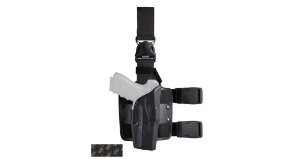 Image of Safariland Model 6385 ALS/OMV Drop-Leg Glock Holster, Glock 20/Glock 21, Left Hand, STX Basket Weave, Black, 6385-3832-482