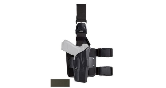 Image of Safariland Model 6385 ALS/OMV Drop-Leg Glock Holster, Glock 19/Glock 23/Glock 32, Left Hand, STX, OD Green, 6385-2832-562