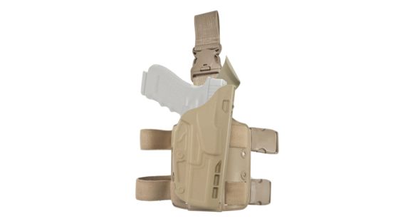 Image of Safariland Model 7385 7TS ALS/OMV Drop-Leg Glock Holster, Glock 19/Glock 23/Glock 32, Left Hand, STX, Flat Dark Earth, 7385-28325-552
