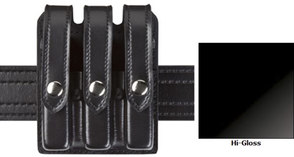 Image of Safariland Model 777 Slim Triple Mag Pouch w/Flap Hi-Gloss Black For Glock 17 777-83-9B