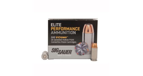 Image of SIG SAUER V-Crown Ammo .40 S&amp;W 165 grain Jacketed Hollow Point Brass Cased Centerfire Pistol Ammo, 20 Rounds, E40SW1-20
