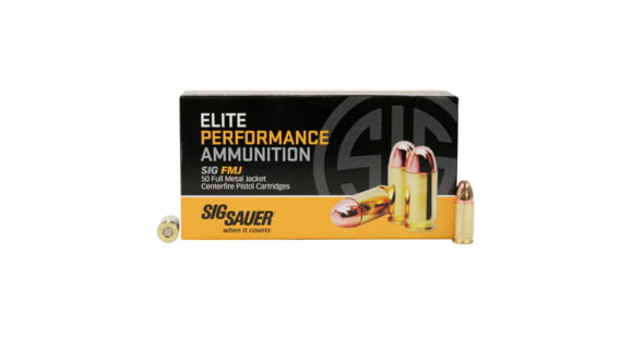 Image of SIG SAUER Elite Ball 9 mm Luger 147 grain Full Metal Jacket Brass Cased Centerfire Pistol Ammo, 50 Rounds, E9 mmB3-50