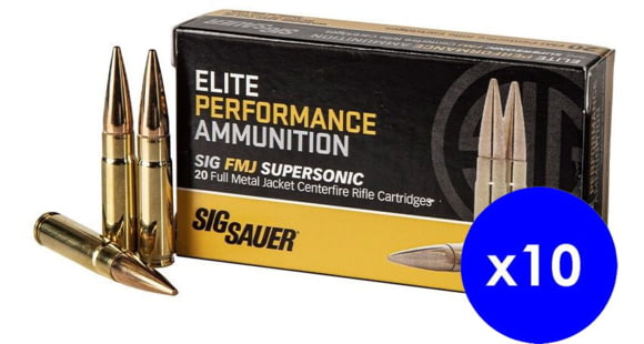 Image of SIG SAUER Elite Ball .300 AAC Blackout 125 grain Full Metal Jacket Brass Cased Centerfire Rifle Ammo, 200 Rounds