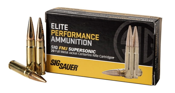 Image of SIG SAUER Elite Ball .300 AAC Blackout 125 grain Full Metal Jacket Brass Cased Centerfire Rifle Ammo, 20 Rounds, E300B1-20
