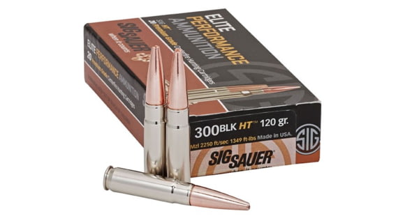 Image of SIG SAUER Elite Hunting Solid Copper .300 AAC Blackout 120 grain Open Tip Match Brass Cased Centerfire Rifle Ammo, 20 Rounds, E300H1-20