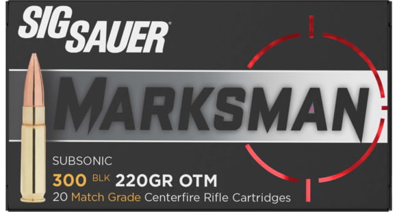 Image of DEMO, SIG SAUER Elite Match Grade .300 AAC Blackout 220 grain Open Tip Match Brass Cased Centerfire Rifle Ammo, 20 Rounds, E300A2-20