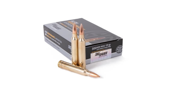 Image of SIG SAUER SIG Match Grade Rifle Ammo .300 Winchester Magnum 190 grain Open Tip Match Brass Cased Centerfire Rifle Ammo, 20 Rounds, E3WMM1-20