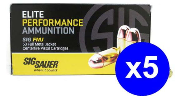 Image of SIG SAUER Elite Performance .40 S&amp;W 180 grain Full Metal Jacket Brass Cased Centerfire Pistol Ammo